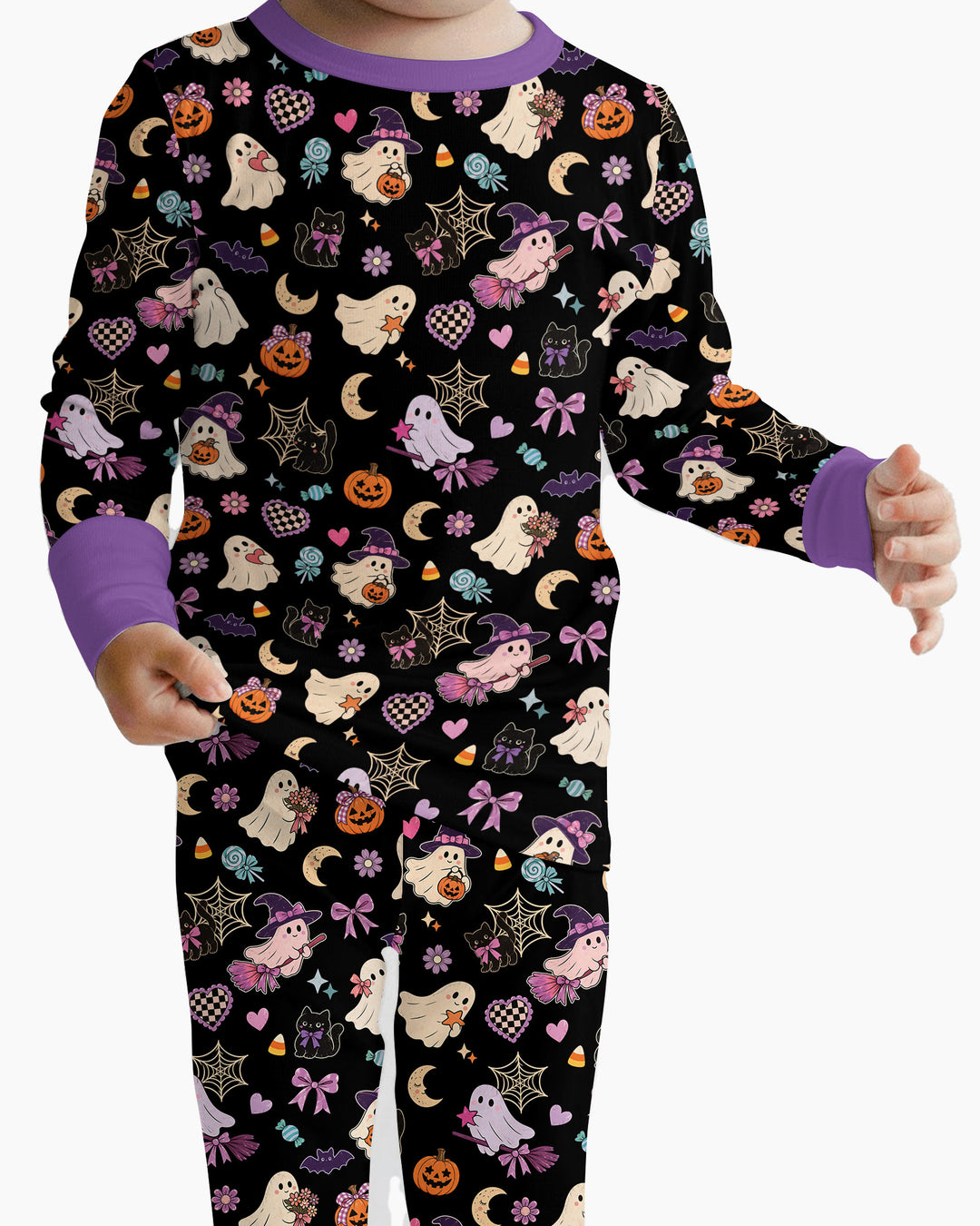 Retro Groovy Coquette Halloween Bamboo Two Piece Long Sleeve Pajama Set