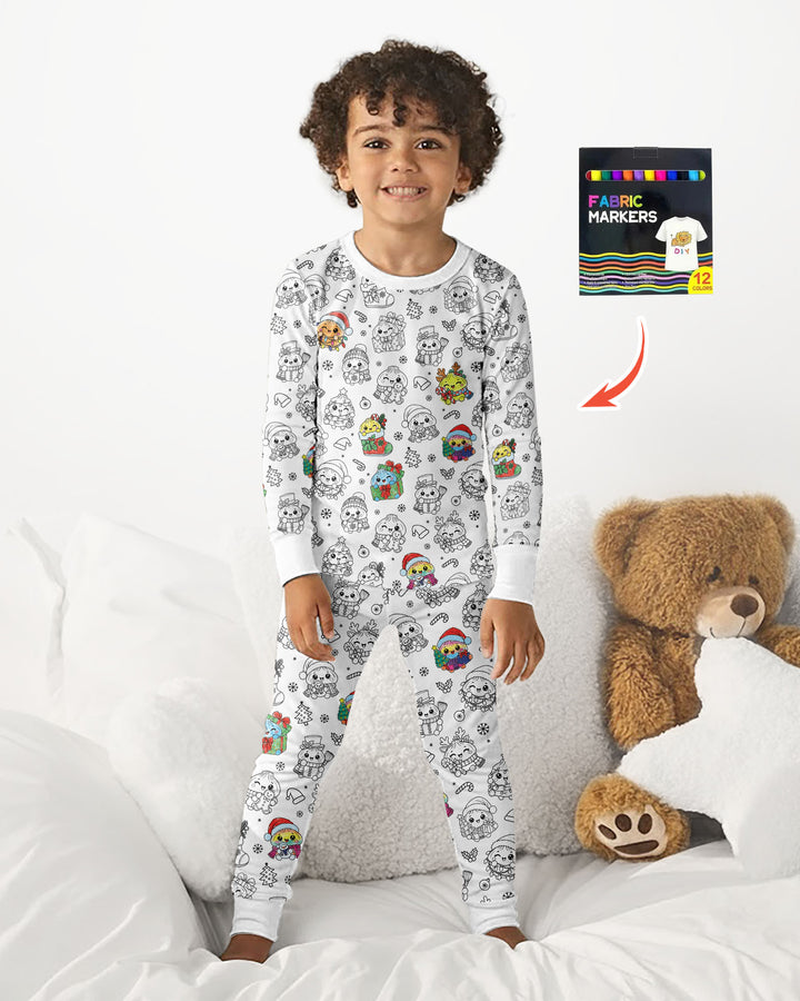 Kawaii Holiday Dumpling Colorable Bamboo Two Piece Long Sleeve Pajama Set