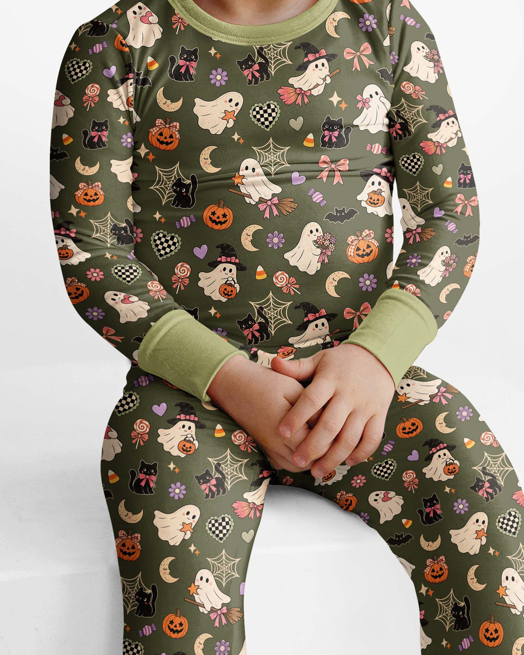Retro Groovy Coquette Halloween Bamboo Two Piece Long Sleeve Pajama Set