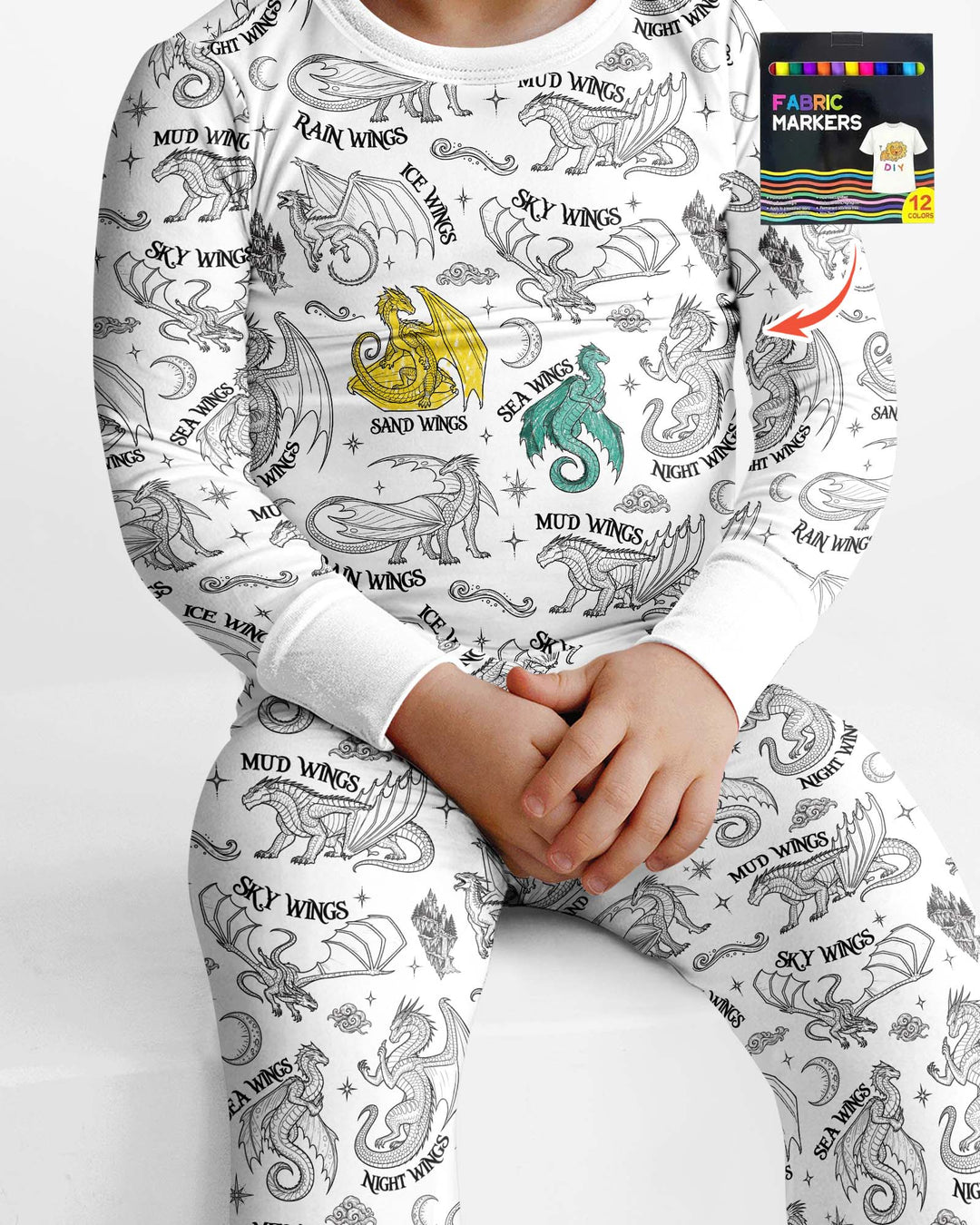 Elemental Dragons Colorable Bamboo Two Piece Long Sleeve Pajama Set
