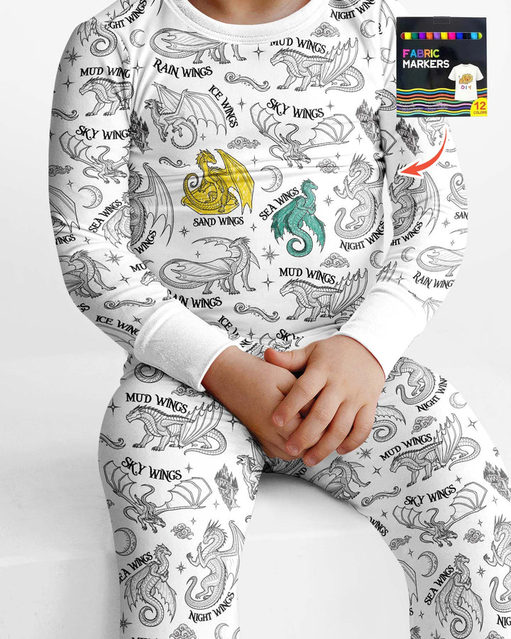 Elemental Dragons Colorable Bamboo Two Piece Long Sleeve Pajama Set