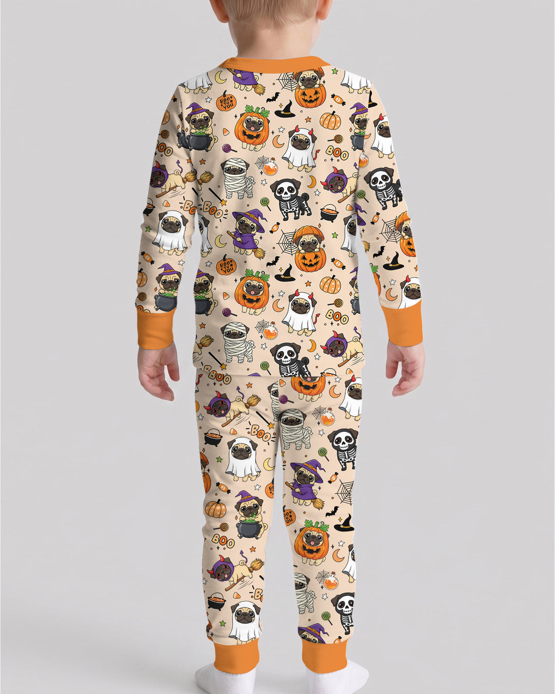 Spooky Pug Bamboo Two Piece Long Sleeve Pajama Set