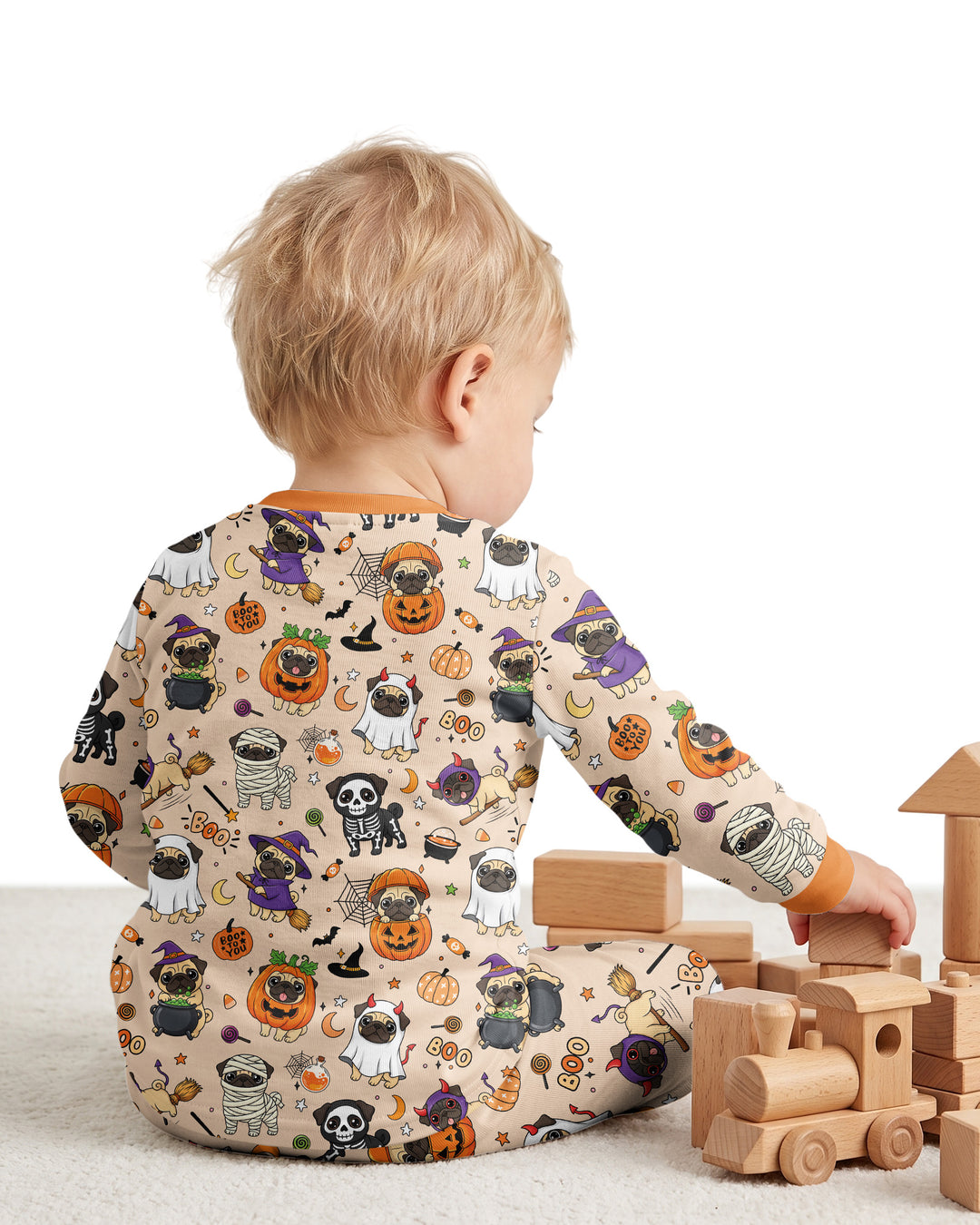 Spooky Pug Bamboo Two Piece Long Sleeve Pajama Set