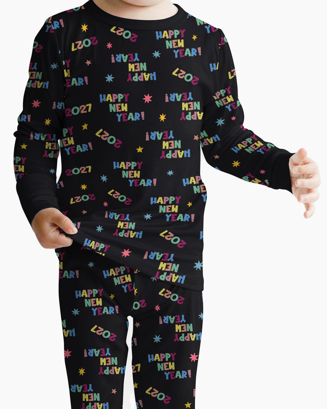 Retro Happy New Year 2027 Bamboo Two Piece Long Sleeve Pajama Set