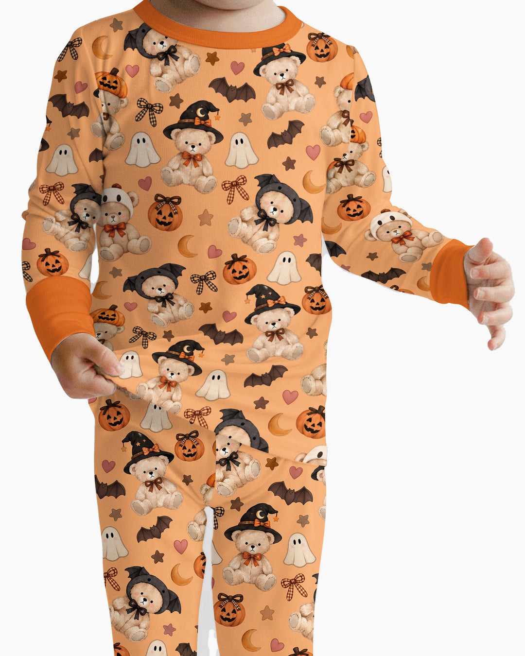 Cozy Coquette Teddy Bear Halloween Bamboo Two Piece Long Sleeve Pajama Set