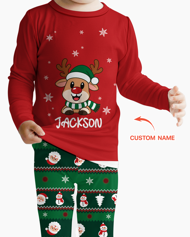 Merry Reindeer Bamboo Two Piece Long Sleeve Pajama Set