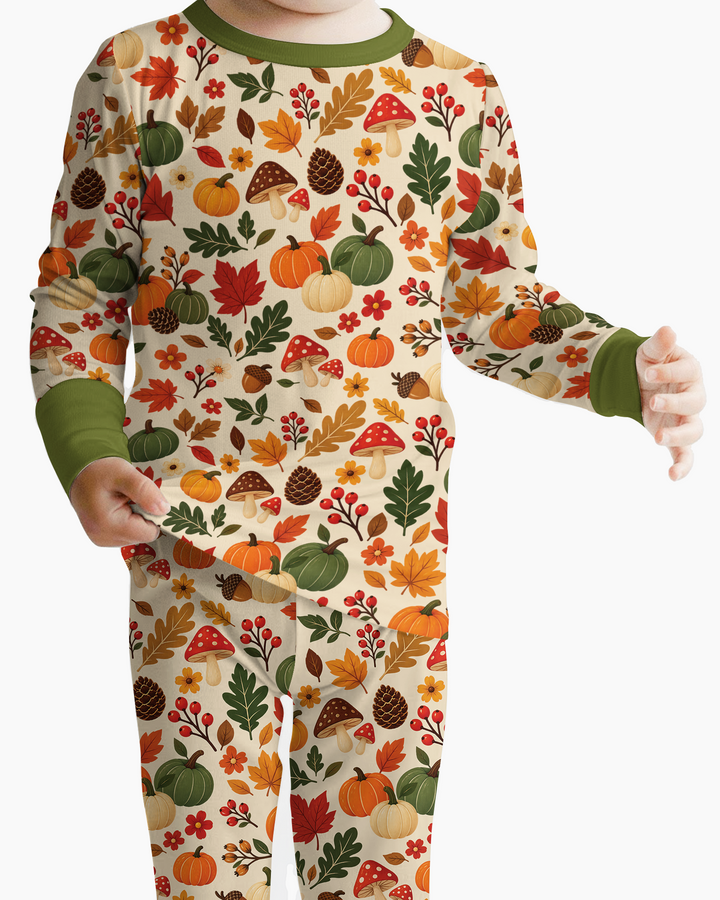 Cozy Forest Fall Bamboo Two Piece Long Sleeve Pajama Set