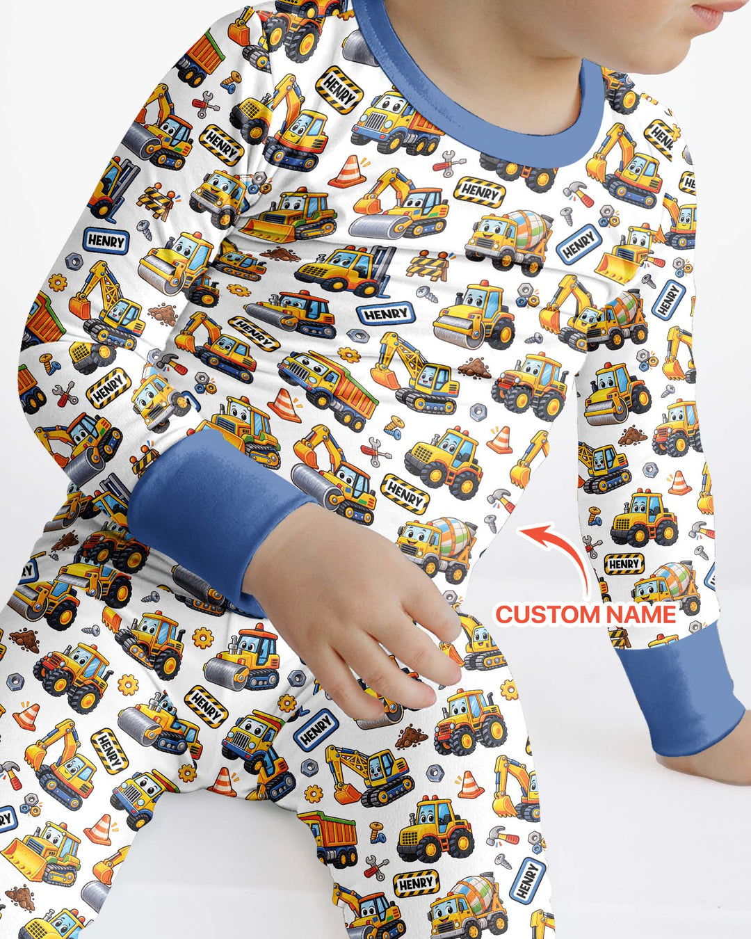 Construction Machines Bamboo Two Piece Long Sleeve Pajama Set