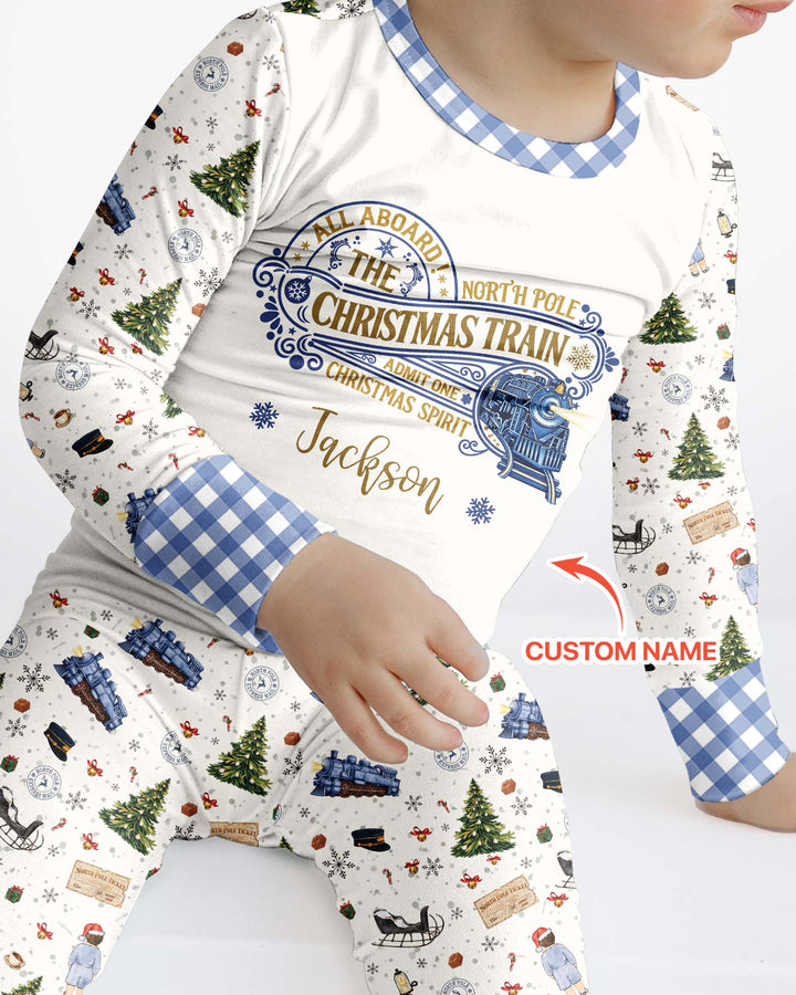 Custom Name North Pole Adventure Bamboo Two Piece Long Sleeve Pajama Set