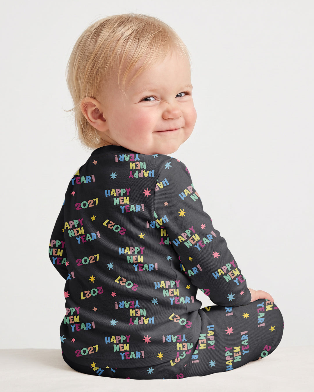 Retro Happy New Year 2027 Bamboo Two Piece Long Sleeve Pajama Set