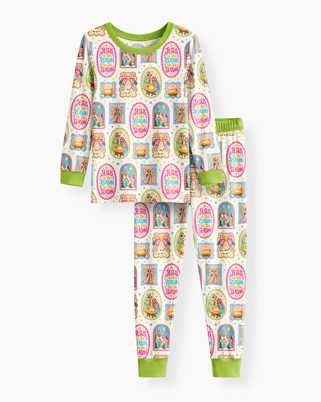 Nativity Jesus Is The Reason Bamboo Two Piece Long Sleeve Pajama Set
