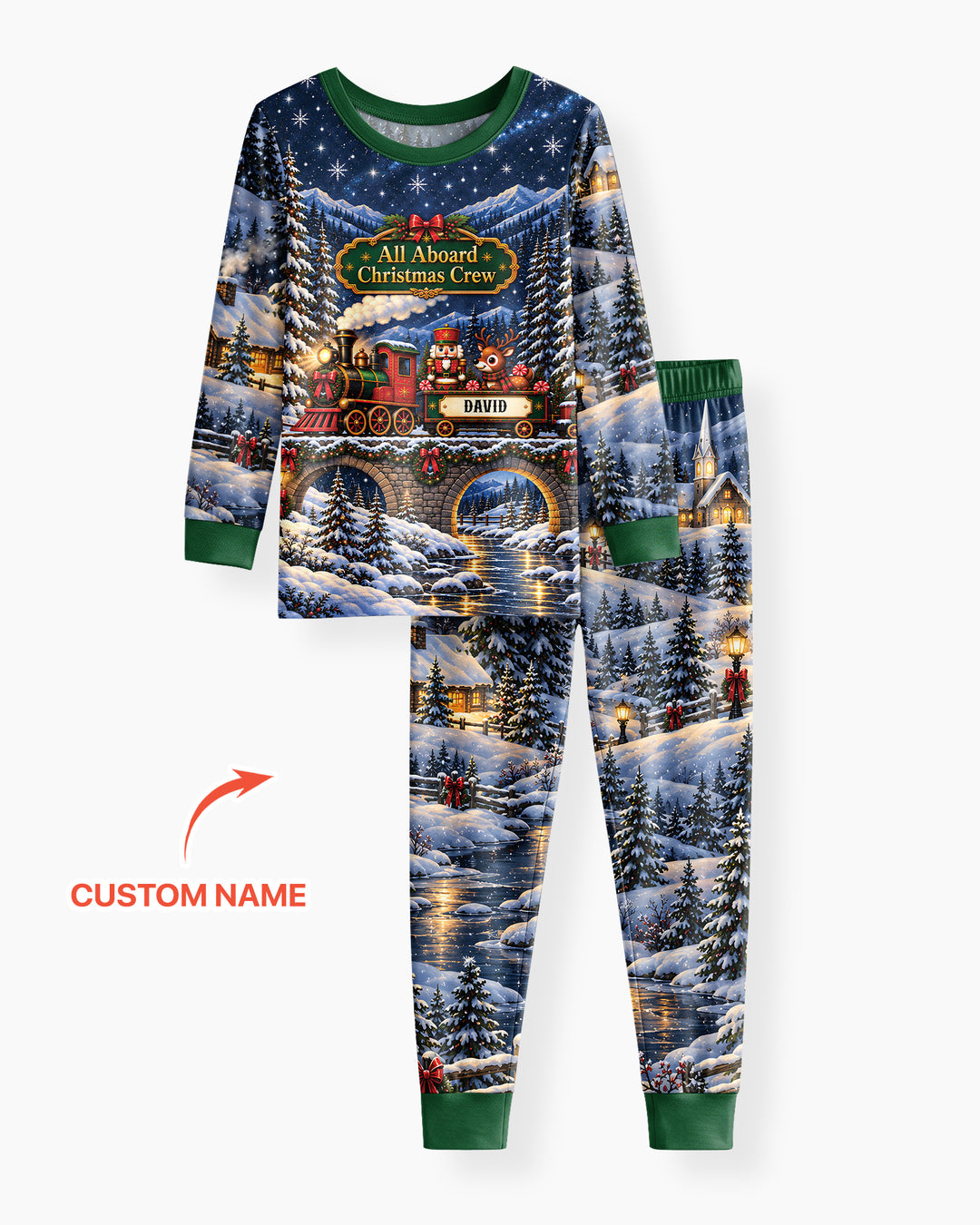 All Aboard Christmas Crew Bamboo Two Piece Long Sleeve Pajama Set