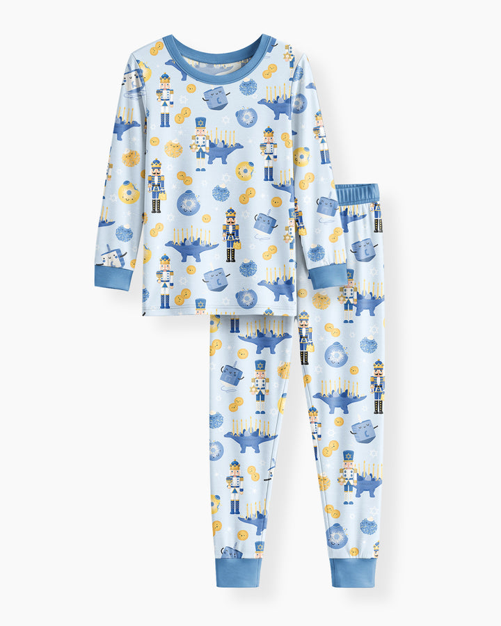 Hanukkah Nutcracker King Family Matching Bamboo Two Piece Long Sleeve Pajama Set