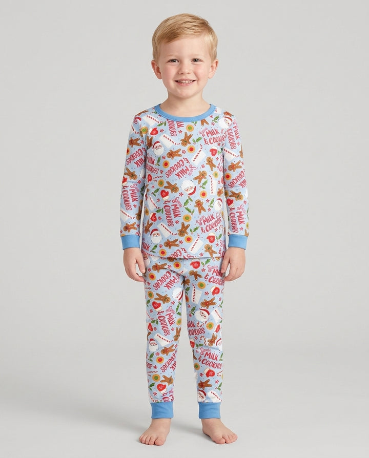 Santas, Milk and Cookies Bamboo Two Piece Long Sleeve Pajama Set