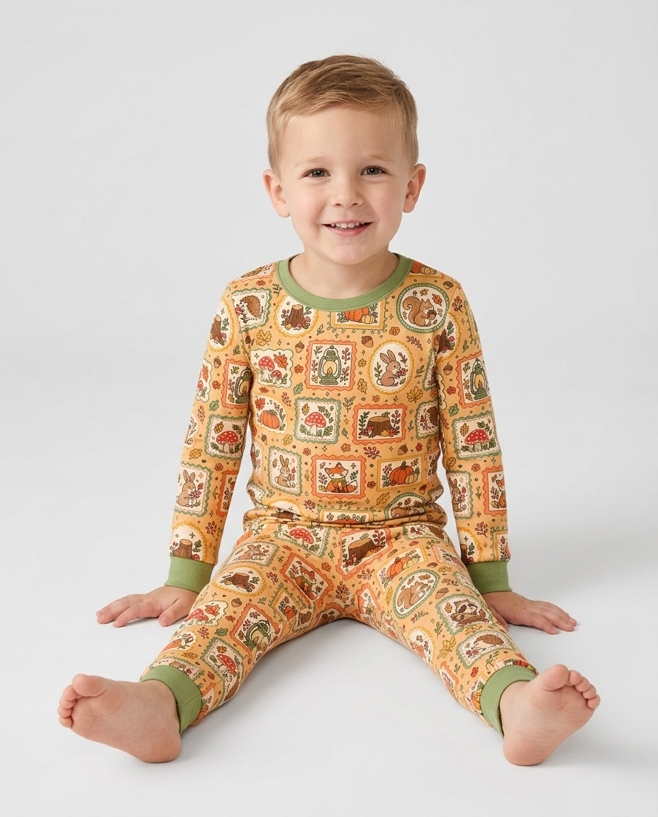 Woodland Animal Fall Bamboo Two Piece Long Sleeve Pajama Set