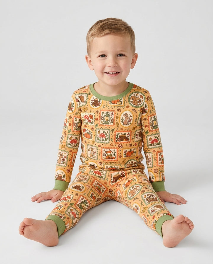 Woodland Animal Fall Bamboo Two Piece Long Sleeve Pajama Set