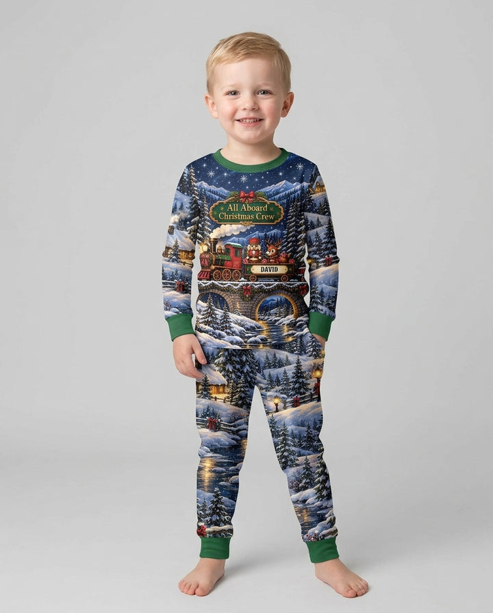 All Aboard Christmas Crew Bamboo Two Piece Long Sleeve Pajama Set