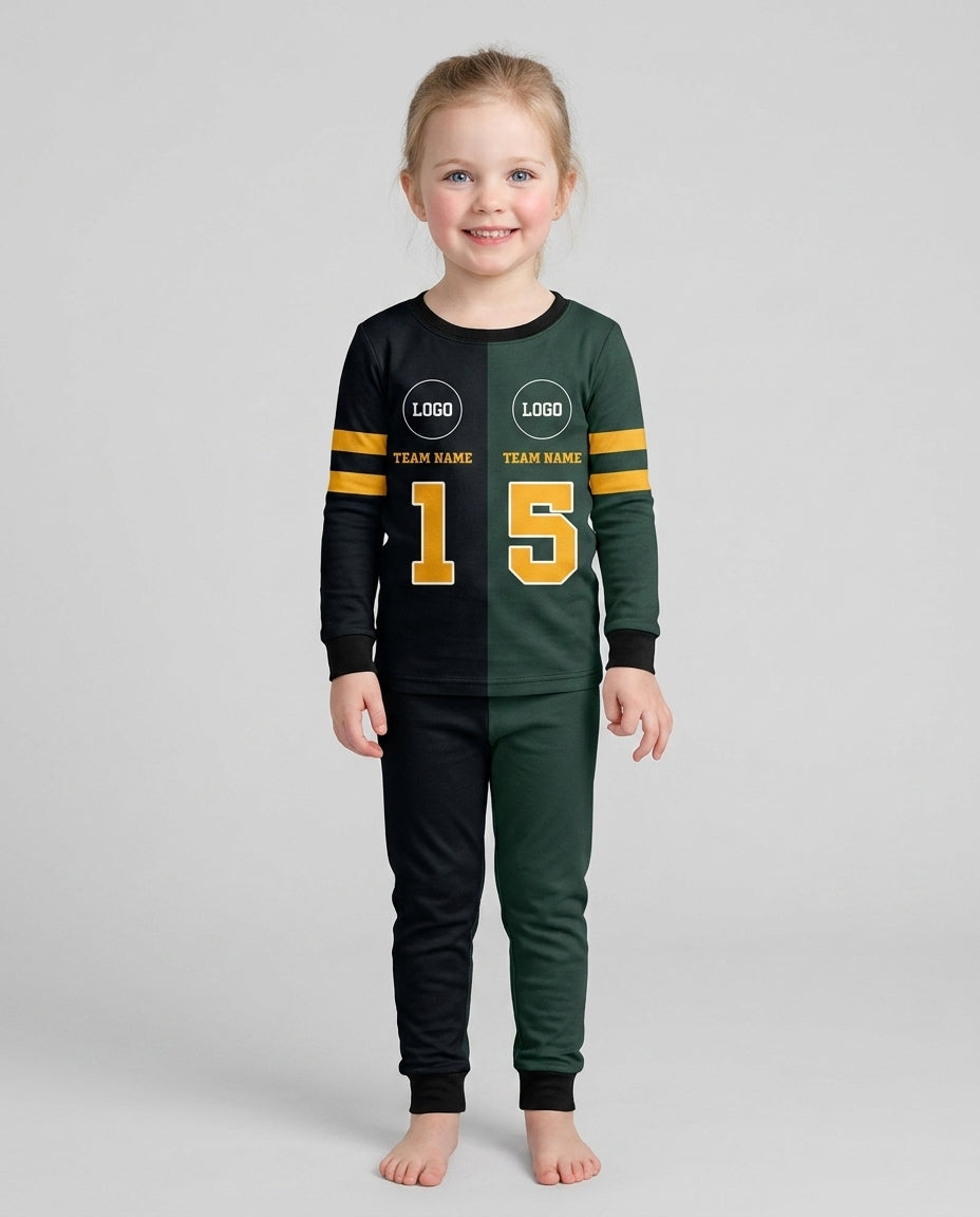 Football Rivalry Family Personalized Bamboo Two Piece Long Sleeve Pajama Set