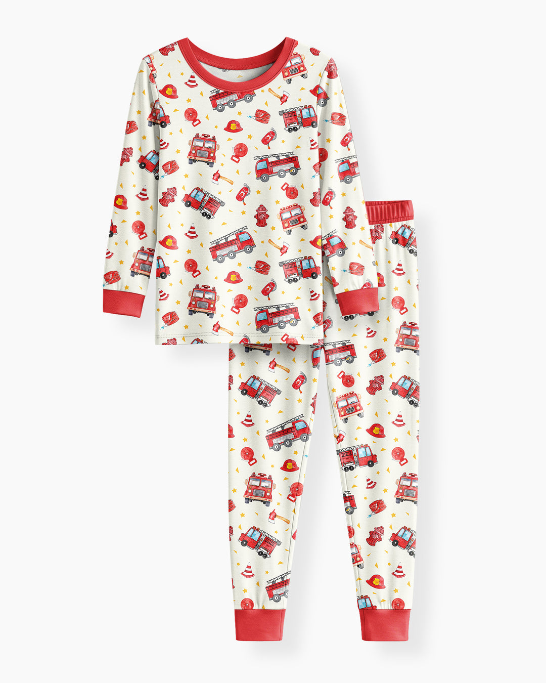 Fire Truck Bamboo Two Piece Long Sleeve Pajama Set