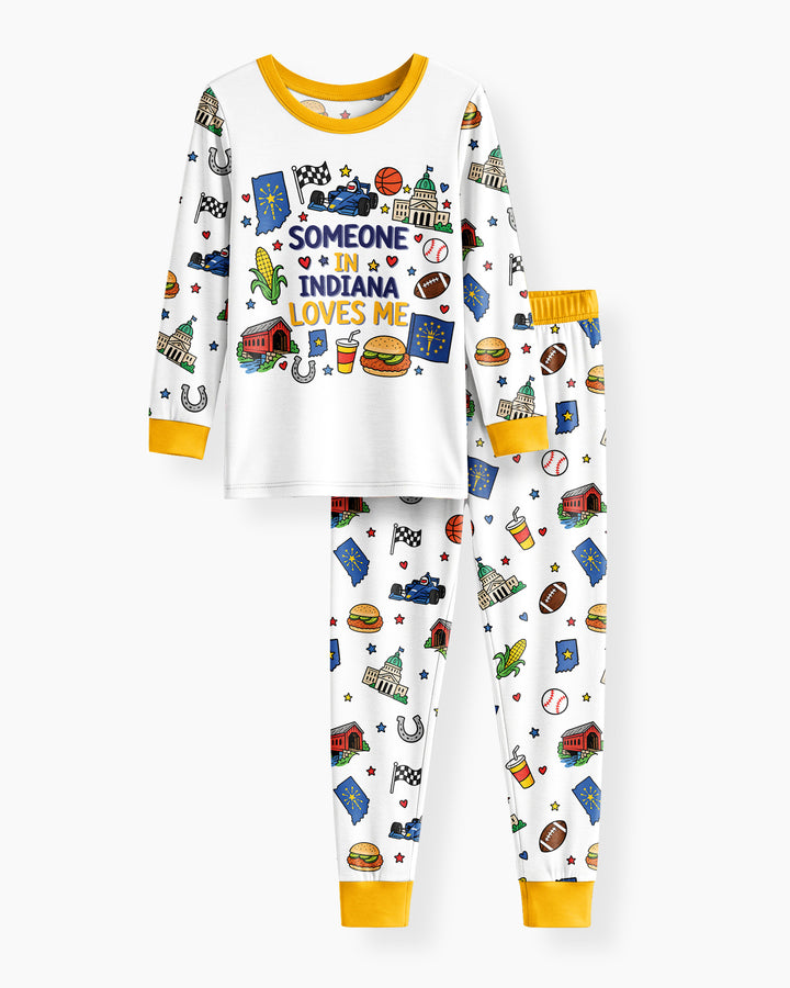 Someone in Indiana Loves Me Bamboo Two Piece Long Sleeve Pajama Set