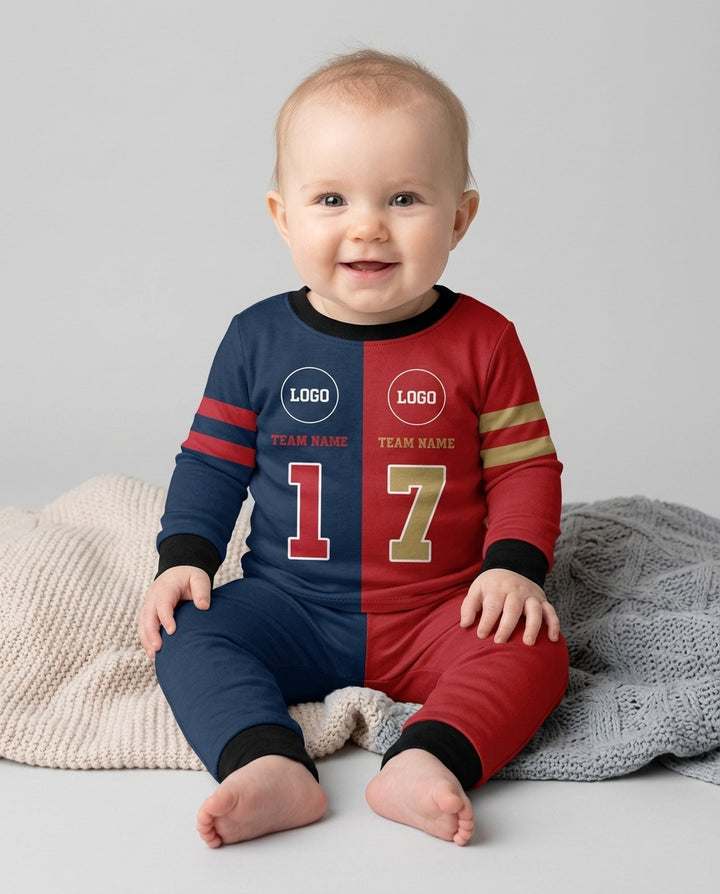 Football Rivalry Family Personalized Bamboo Two Piece Long Sleeve Pajama Set