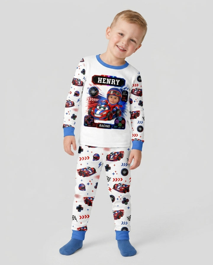 Kids Racing Car Bamboo Two Piece Long Sleeve Pajama Set