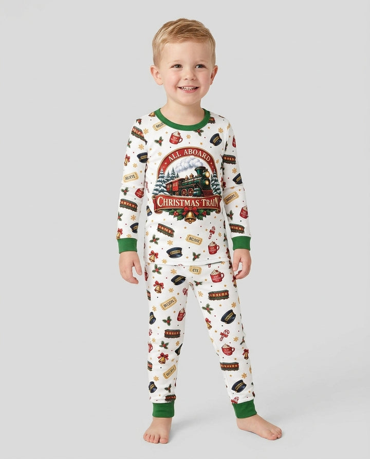 All Aboard Christmas Express Bamboo Two Piece Long Sleeve Pajama Set
