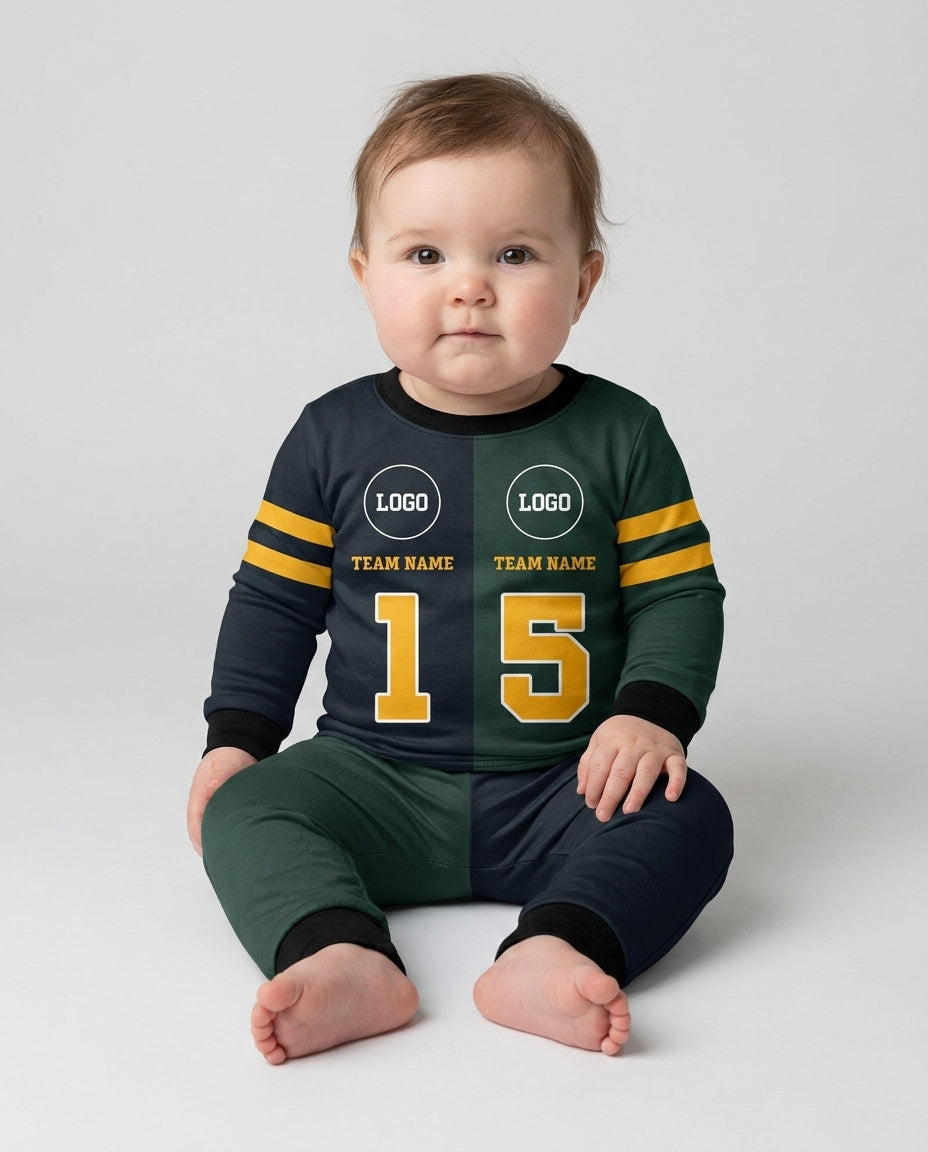 Football Rivalry Family Personalized Bamboo Two Piece Long Sleeve Pajama Set