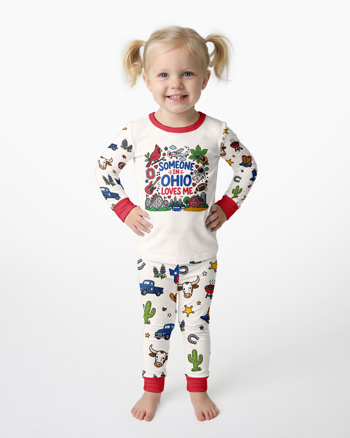 Someone in Ohio Loves Me Bamboo Two Piece Long Sleeve Pajama Set
