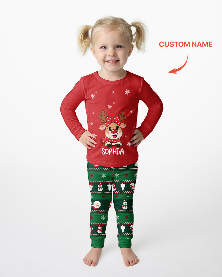 Merry Reindeer Bamboo Two Piece Long Sleeve Pajama Set