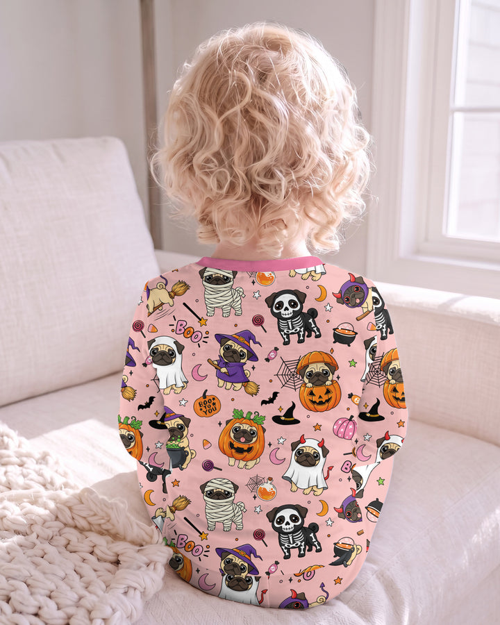 Spooky Pug Bamboo Two Piece Long Sleeve Pajama Set