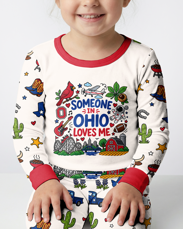 Someone in Ohio Loves Me Bamboo Two Piece Long Sleeve Pajama Set