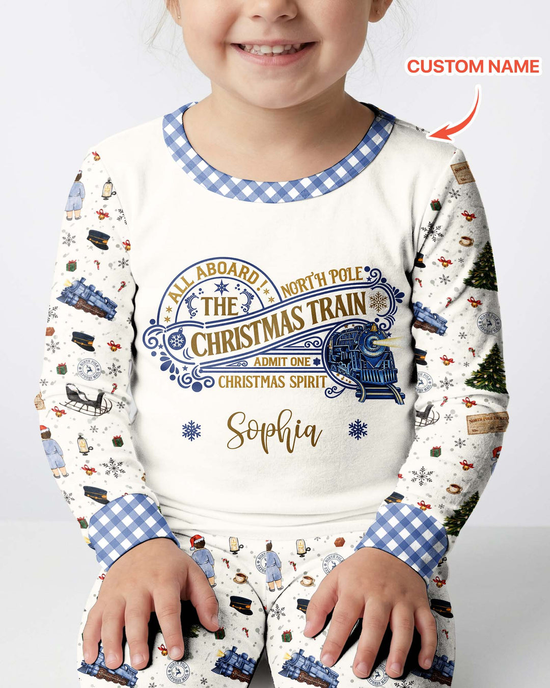 Custom Name North Pole Adventure Bamboo Two Piece Long Sleeve Pajama Set