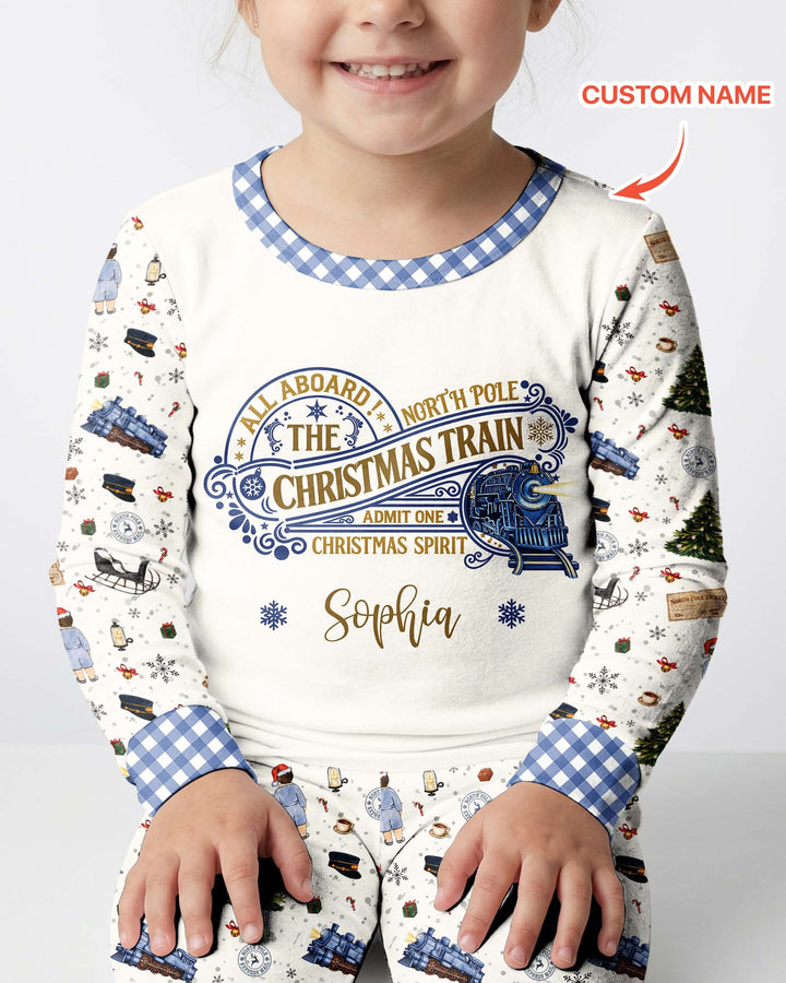 Custom Name North Pole Adventure Bamboo Two Piece Long Sleeve Pajama Set