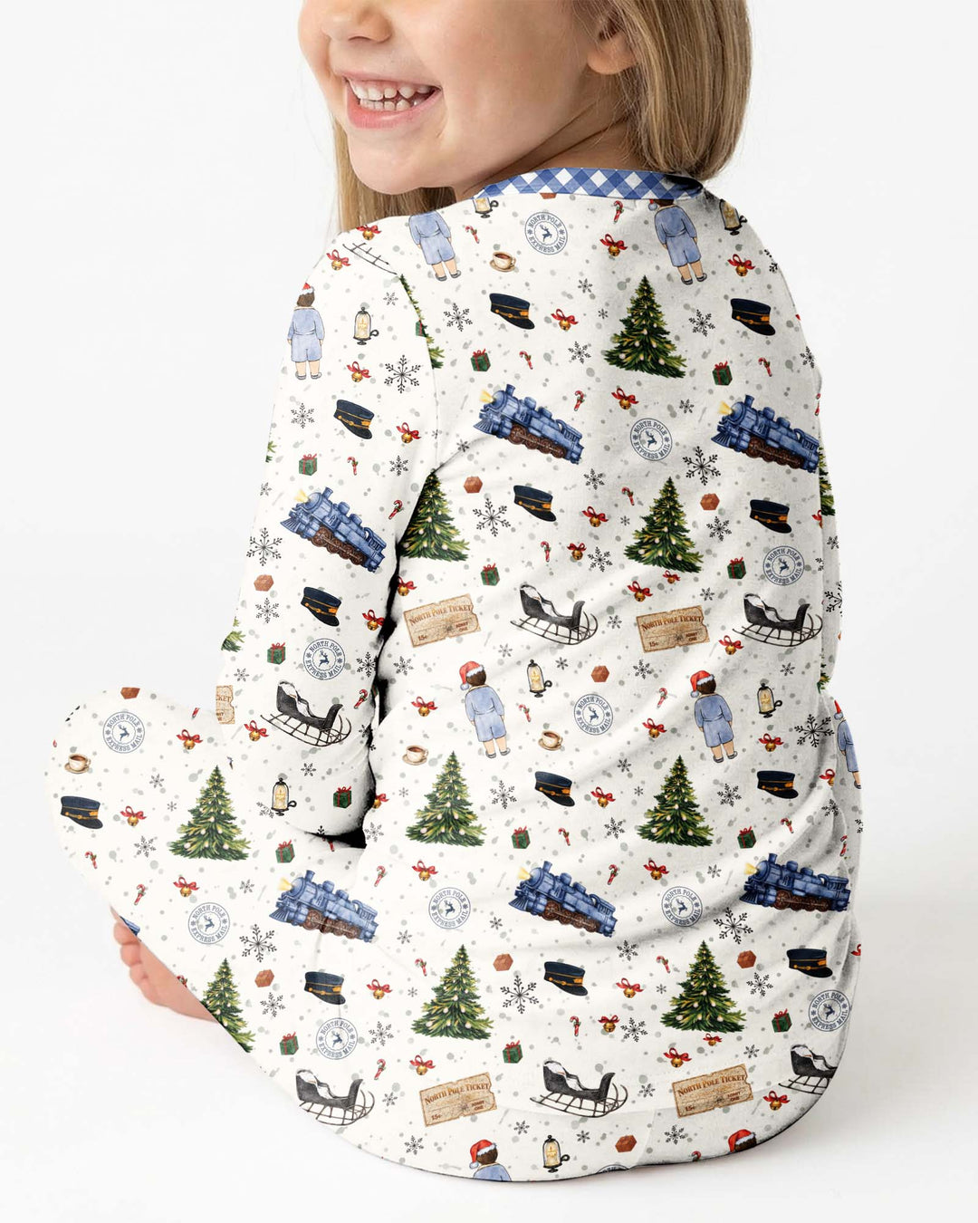 Custom Name North Pole Adventure Bamboo Two Piece Long Sleeve Pajama Set