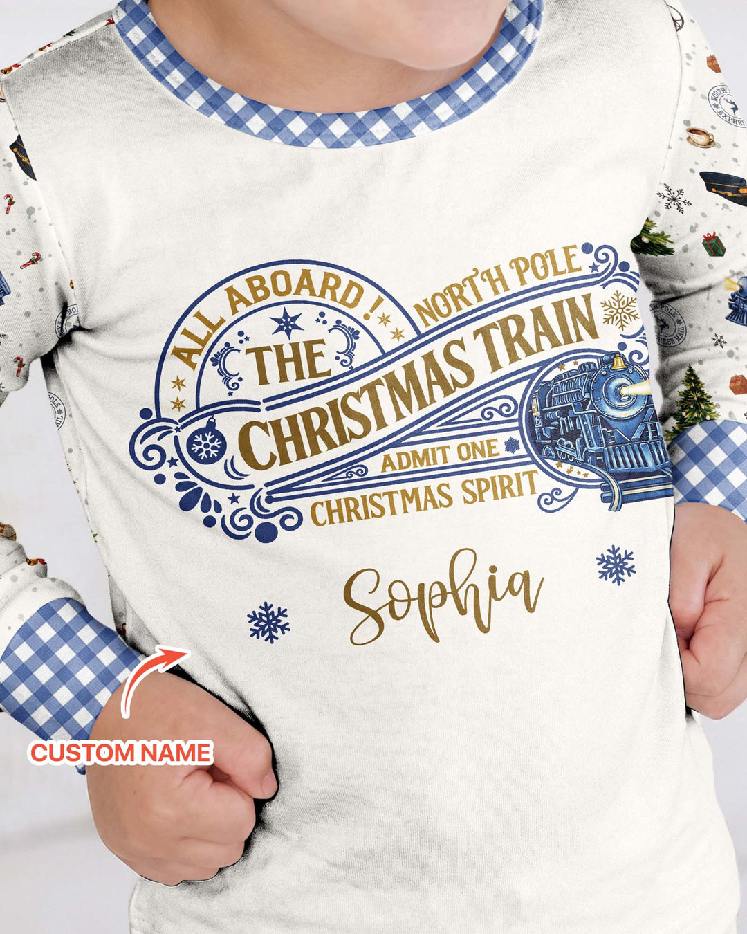 Custom Name North Pole Adventure Bamboo Two Piece Long Sleeve Pajama Set