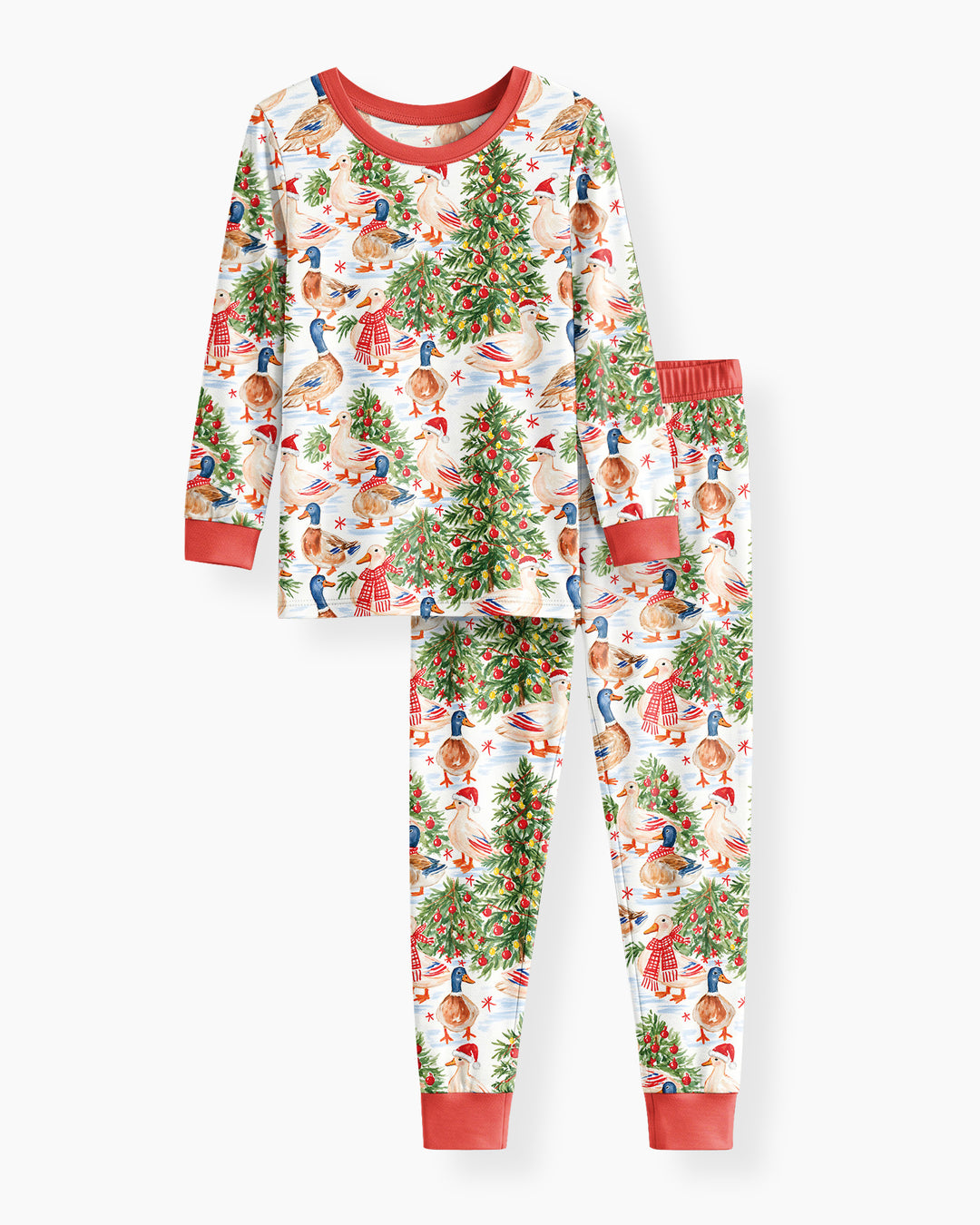 Christmas and Duck Bamboo Two Piece Long Sleeve Pajama Set
