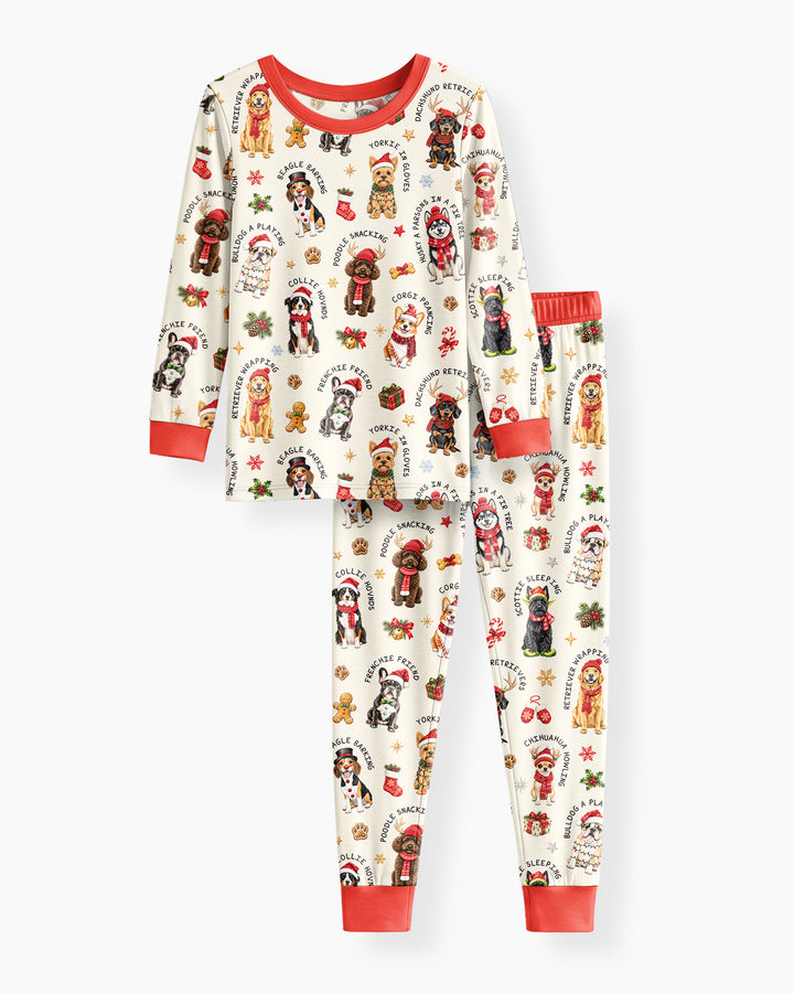 The 12 Dogs Of Christmas Bamboo Two Piece Long Sleeve Pajama Set