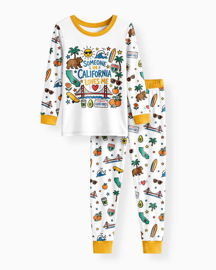 Someone in California Loves Me Bamboo Two Piece Long Sleeve Pajama Set (A)