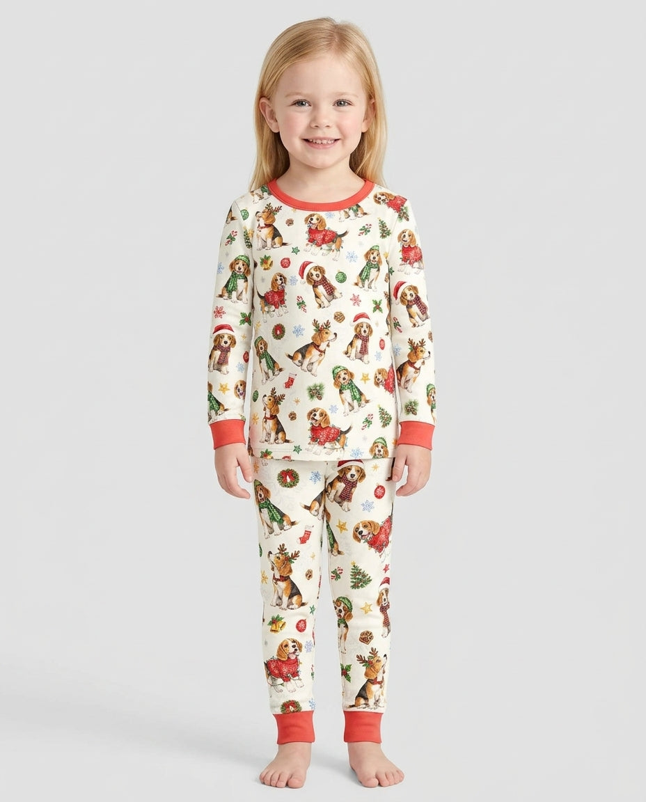 Beagle Christmas Bamboo Two Piece Long Sleeve Pajama Set