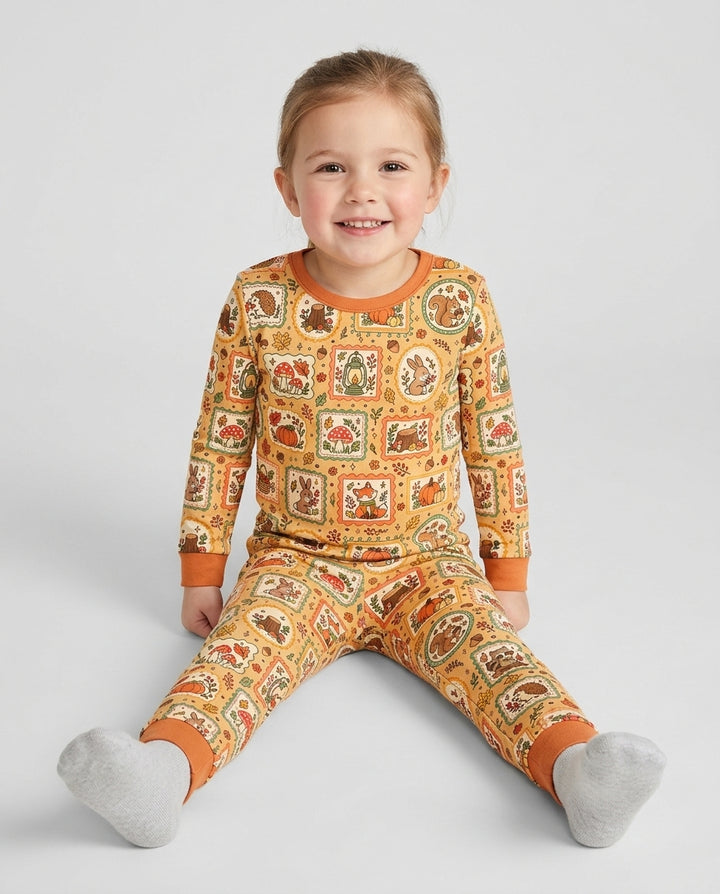 Woodland Animal Fall Bamboo Two Piece Long Sleeve Pajama Set