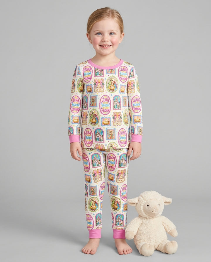 Nativity Jesus Is The Reason Bamboo Two Piece Long Sleeve Pajama Set
