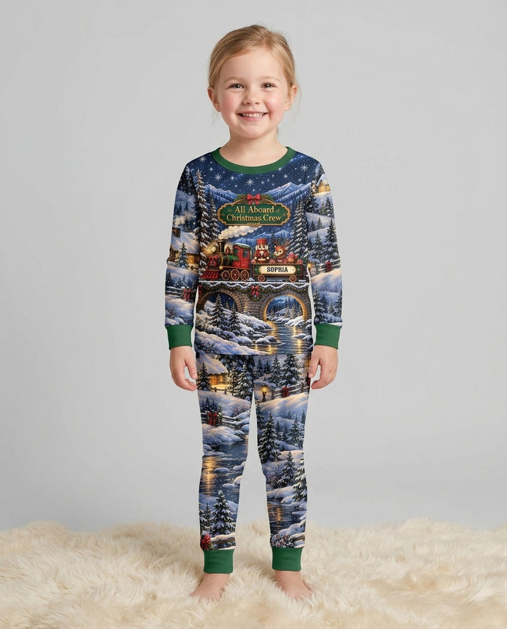 All Aboard Christmas Crew Bamboo Two Piece Long Sleeve Pajama Set