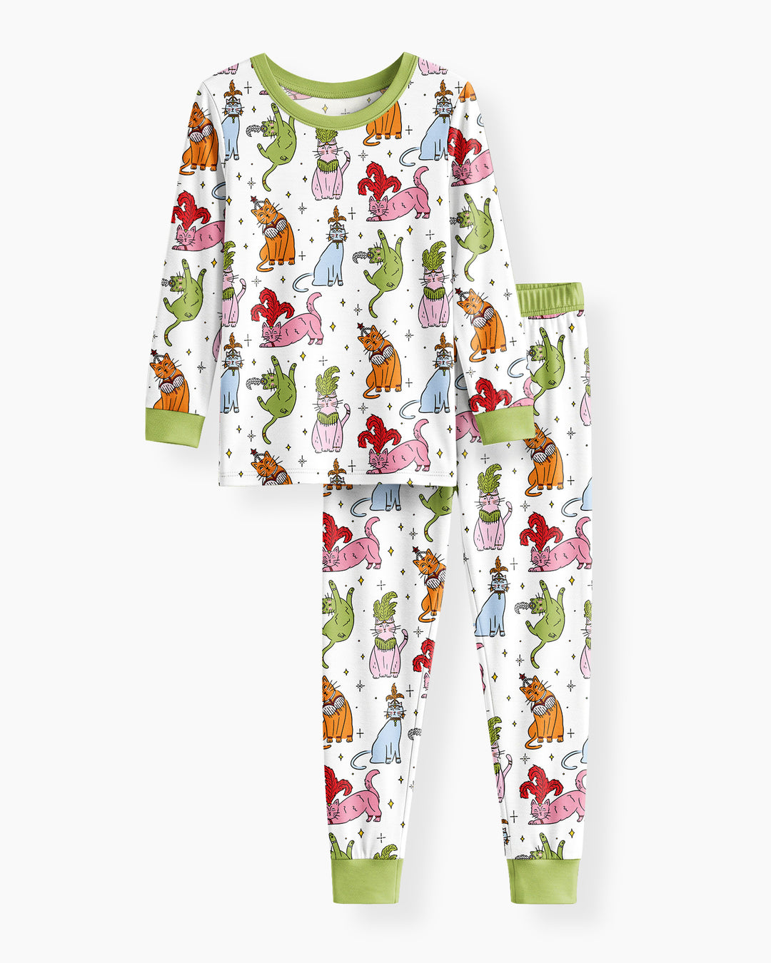 Whimsical Cats Bamboo Two Piece Long Sleeve Pajama Set