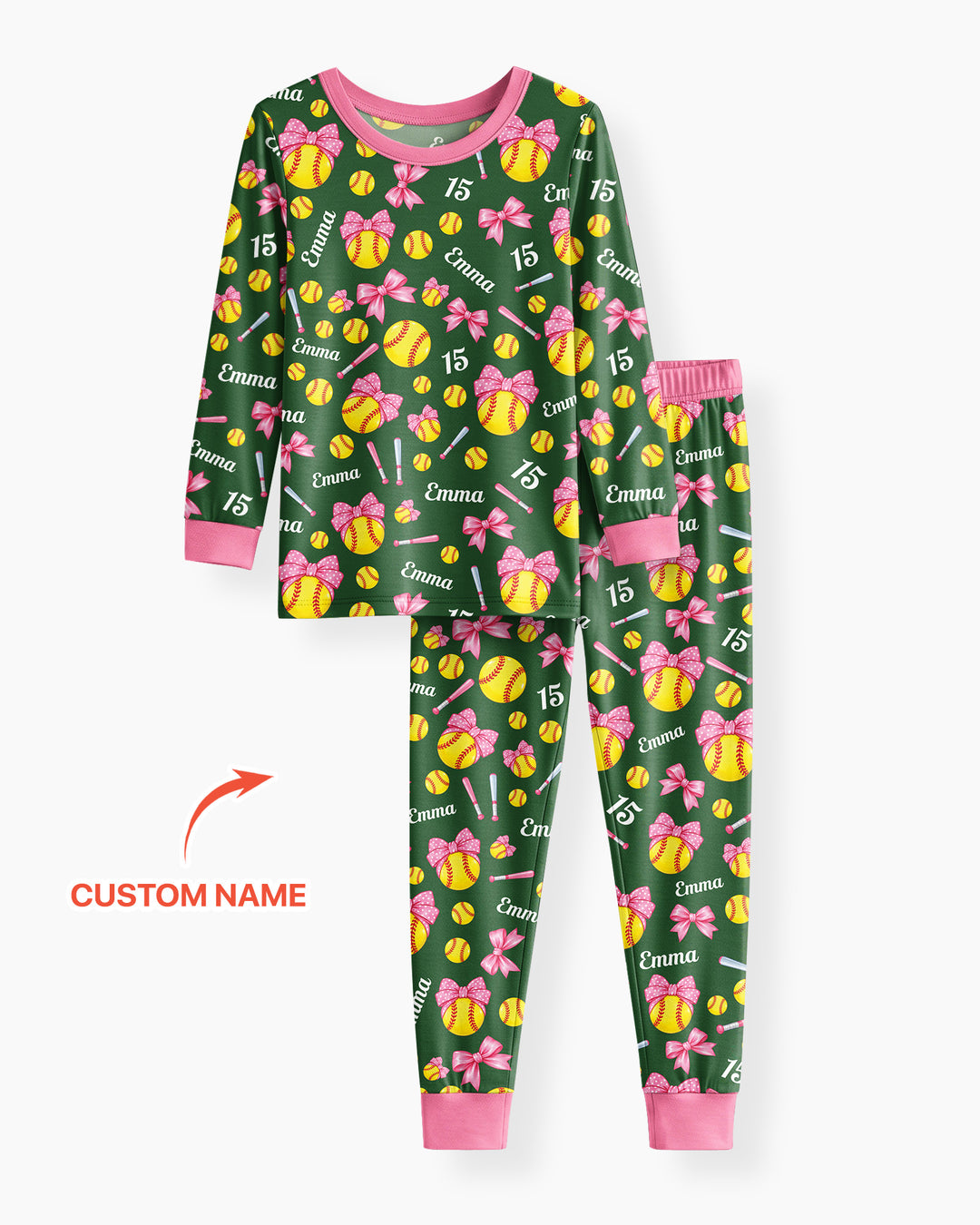 Little Softball Star Bamboo Two Piece Long Sleeve Pajama Set
