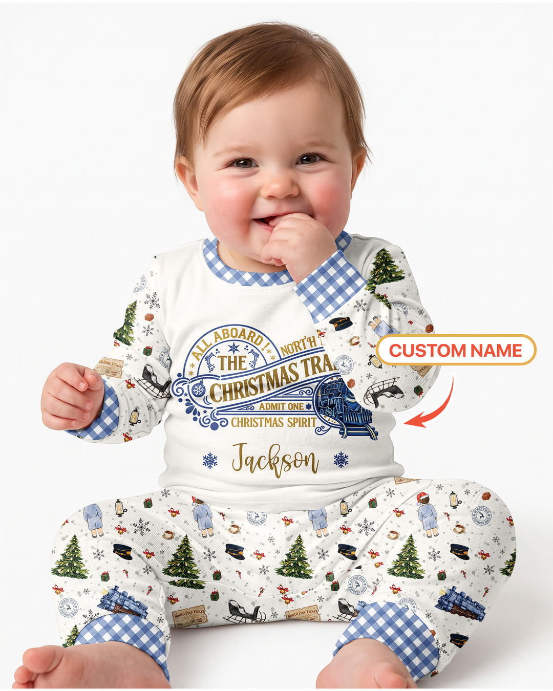 Custom Name North Pole Adventure Bamboo Two Piece Long Sleeve Pajama Set