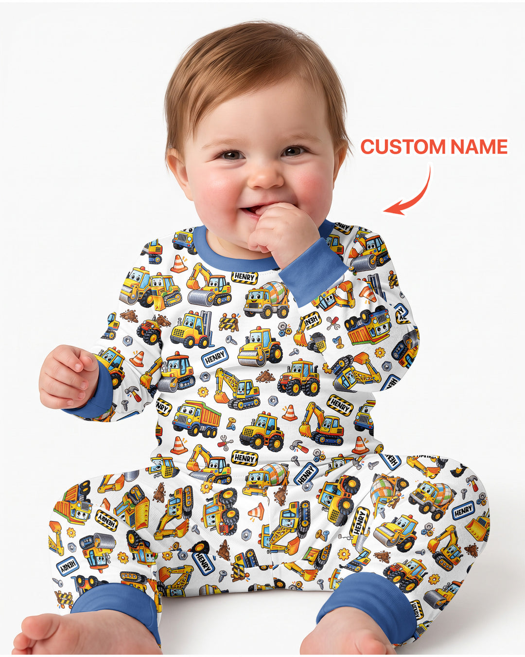 Construction Machines Bamboo Two Piece Long Sleeve Pajama Set