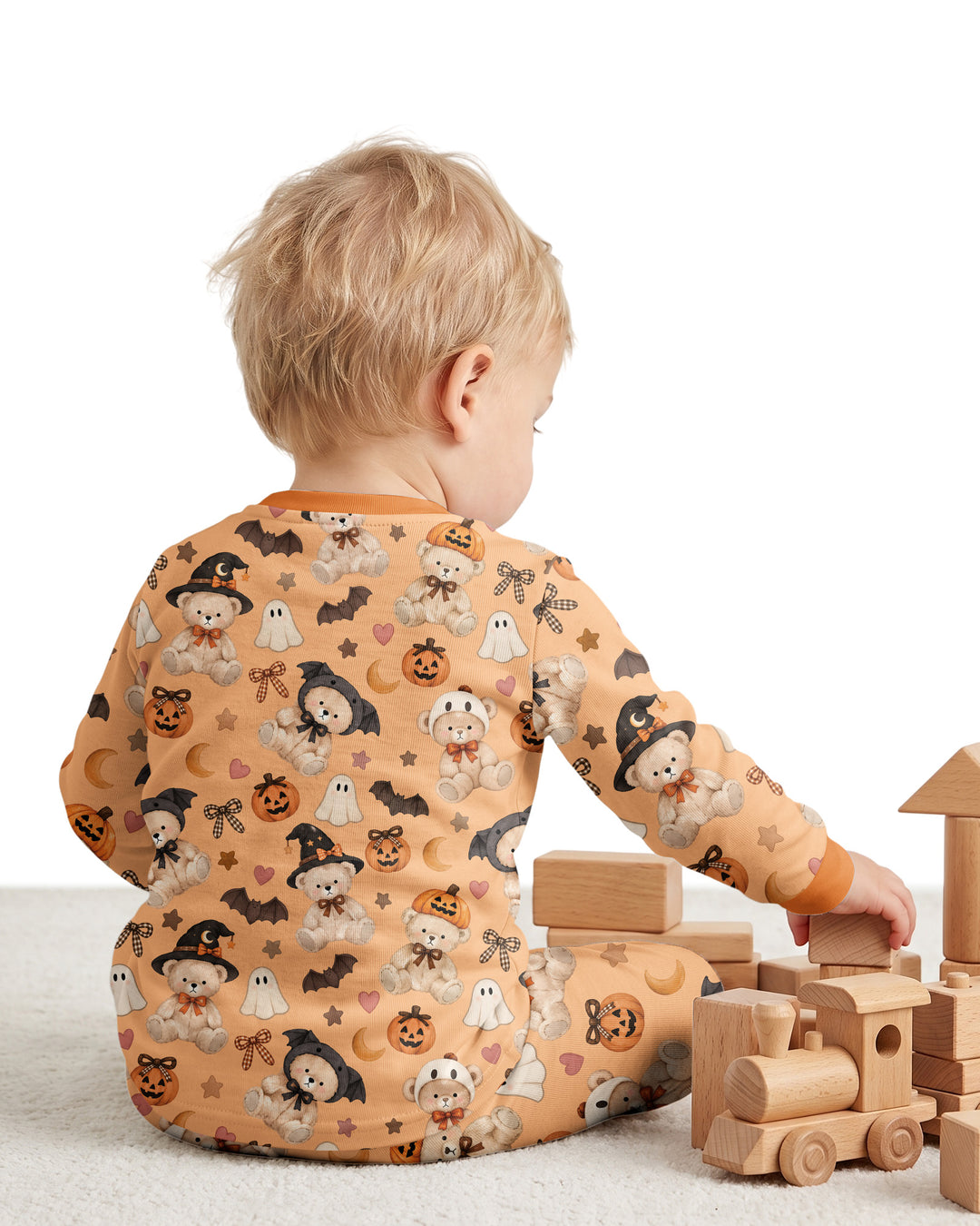 Cozy Coquette Teddy Bear Halloween Bamboo Two Piece Long Sleeve Pajama Set