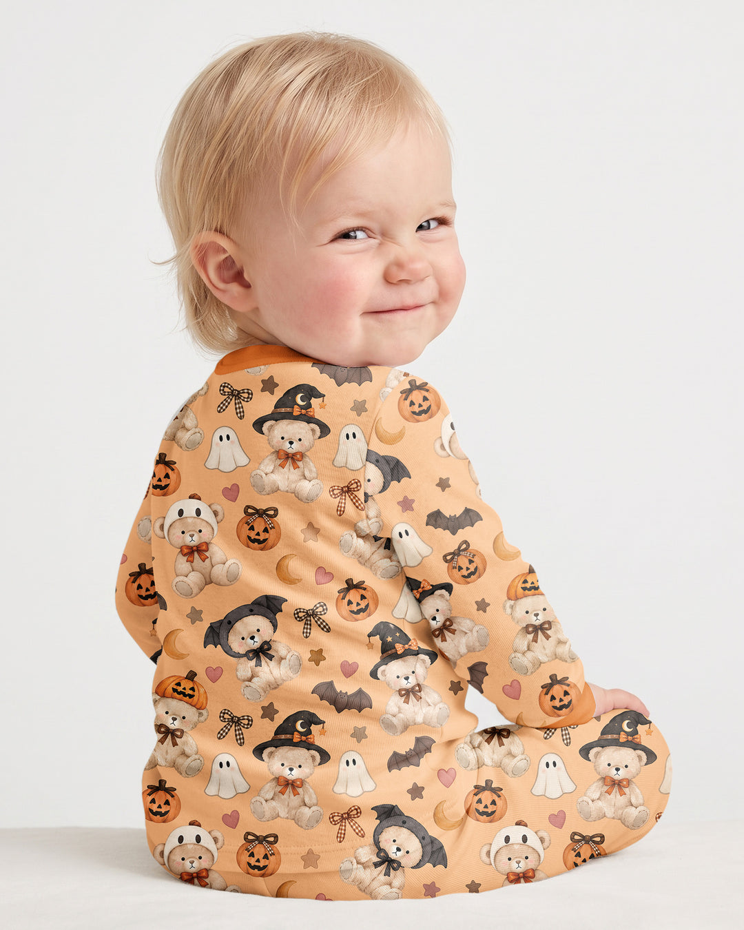 Cozy Coquette Teddy Bear Halloween Bamboo Two Piece Long Sleeve Pajama Set