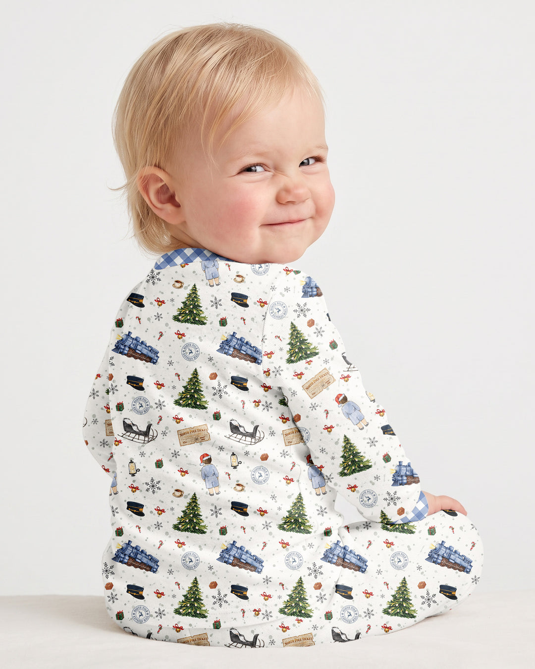 Custom Name North Pole Adventure Bamboo Two Piece Long Sleeve Pajama Set